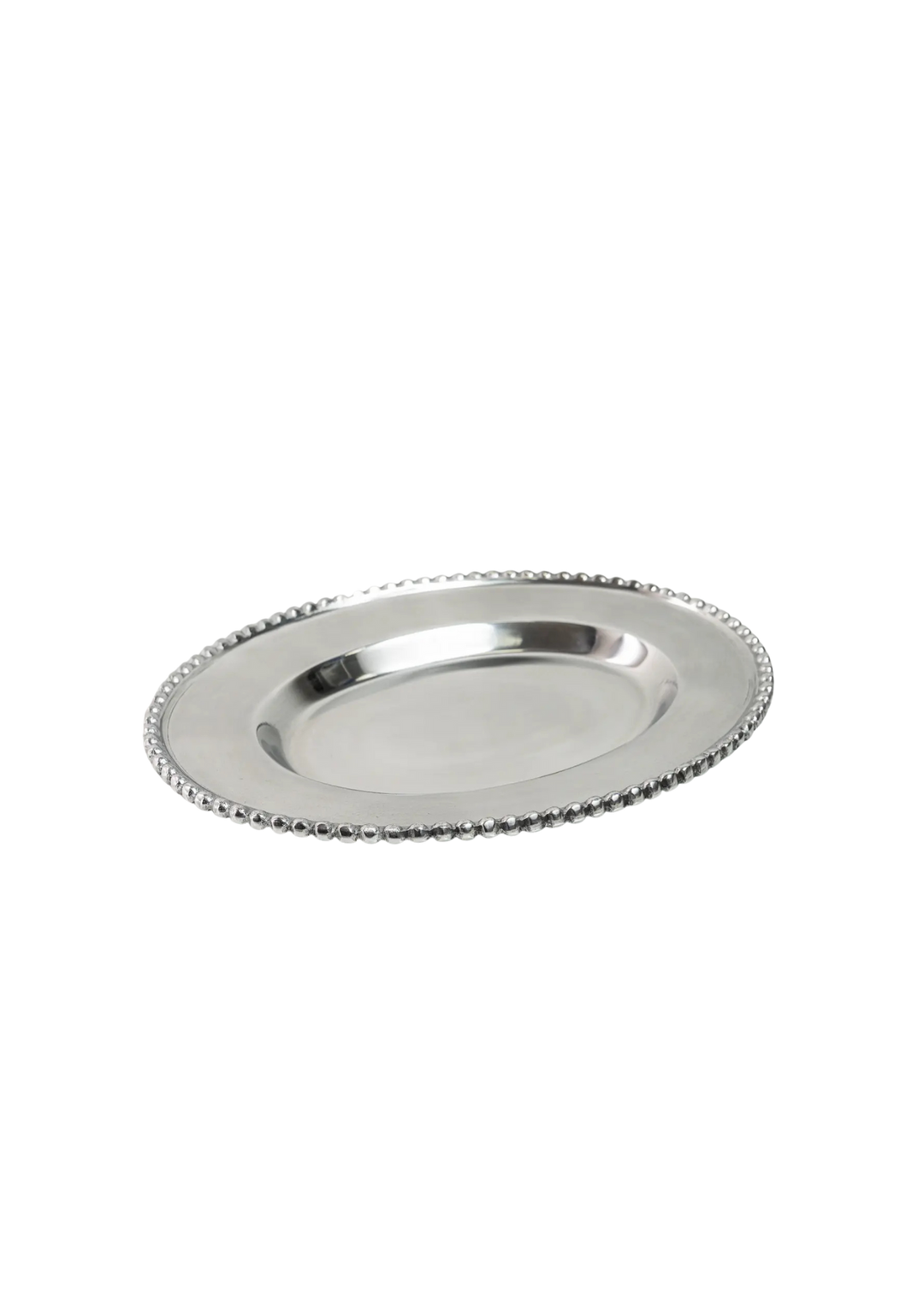 Plateau ovale perlé argent
