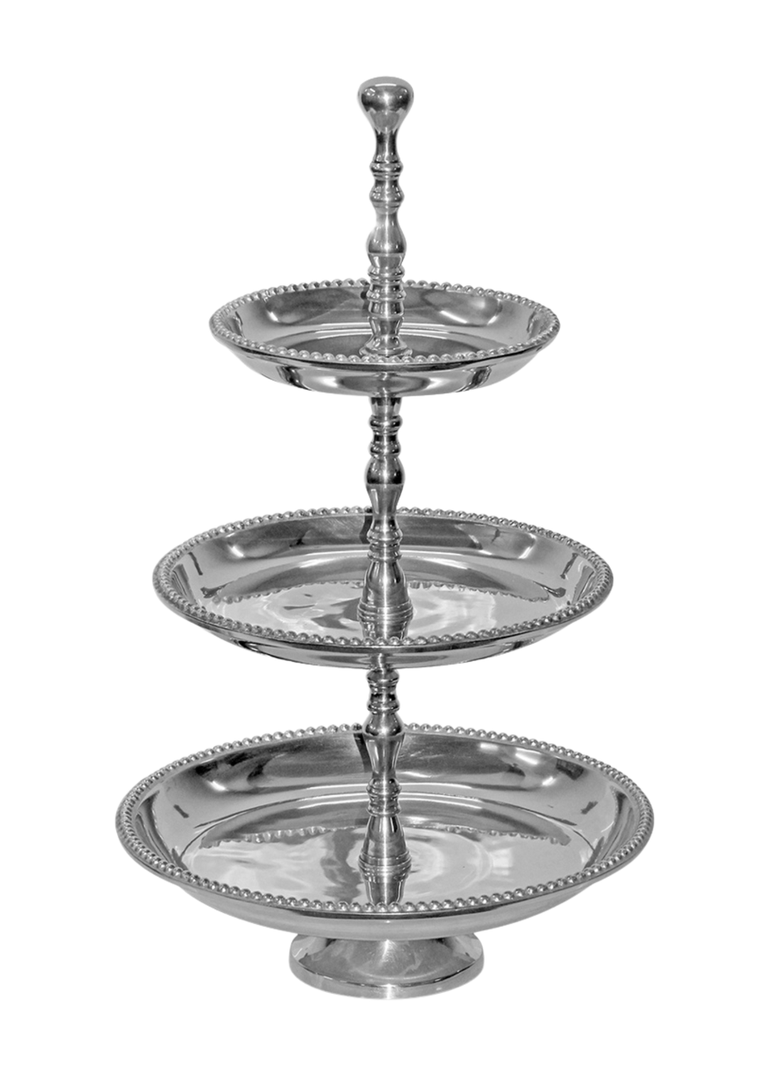 Présentoir à gâteau 3 étages Perlé argent
