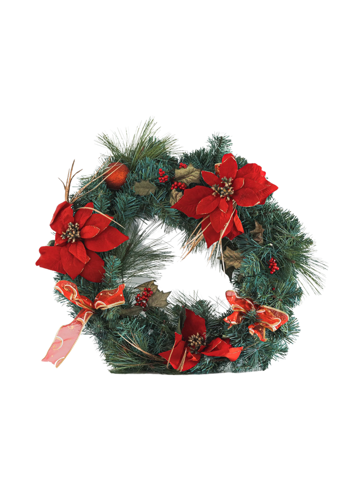 Couronne de Noël Poinsettia rouge