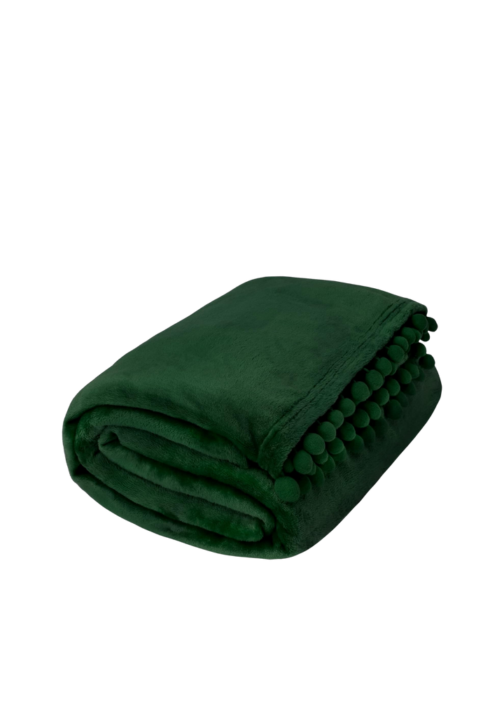 Couverture velours vert forêt