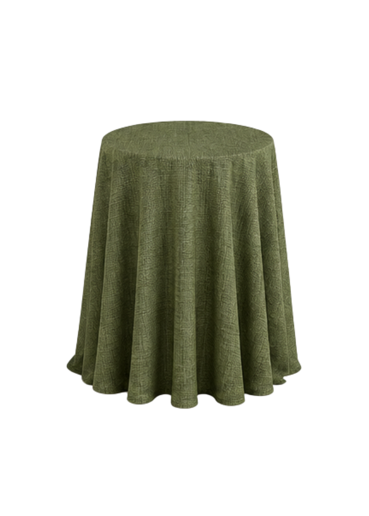 Nappe ronde 132'' effet lin - Vert olive