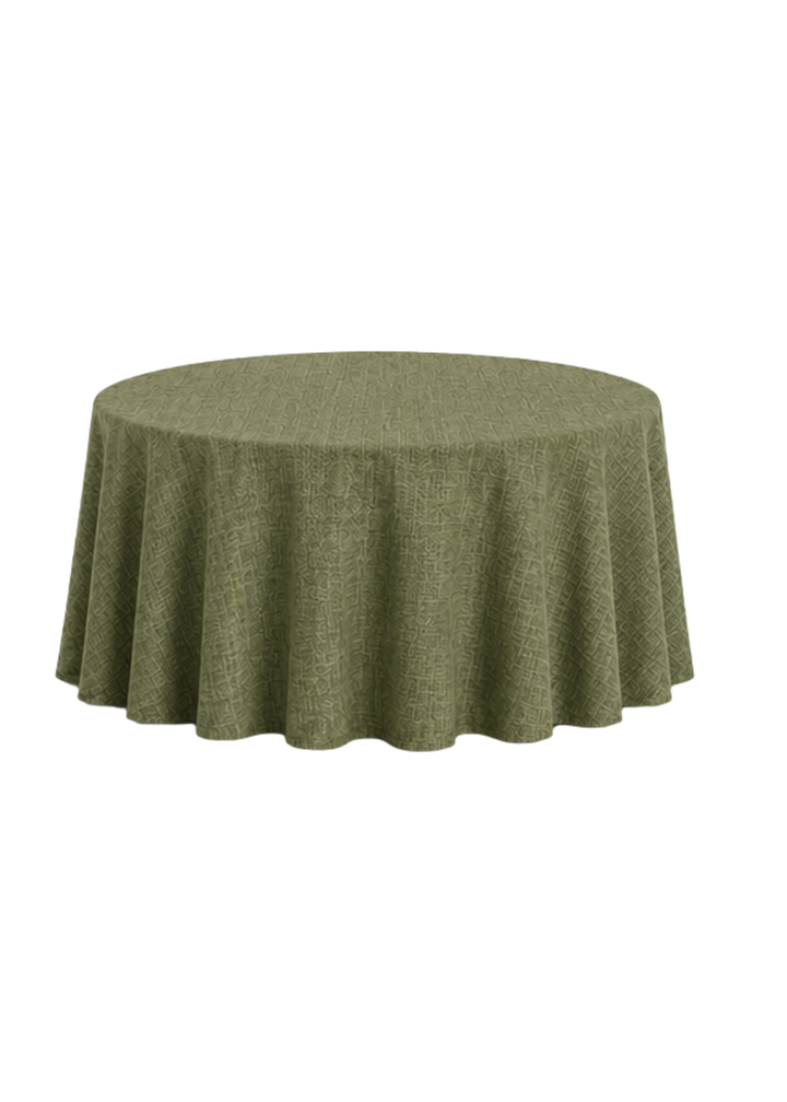 Nappe ronde 132'' effet lin - Vert olive