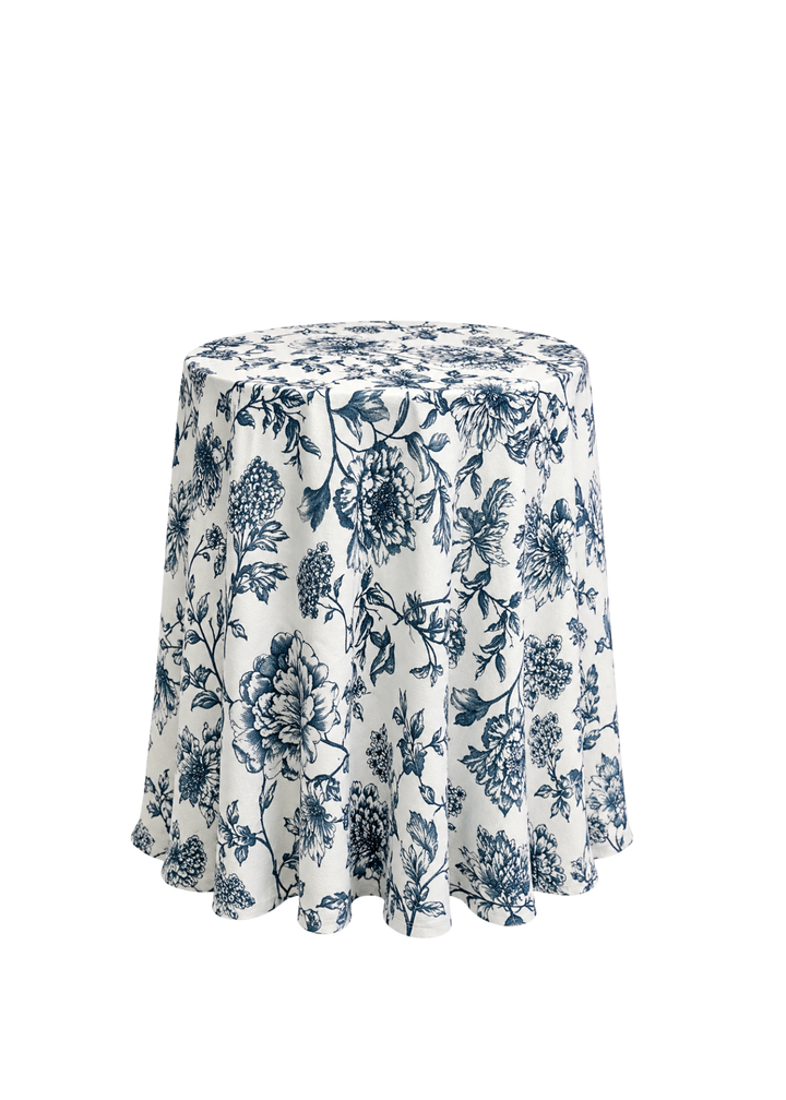 Nappe ronde 132" - Lin Bloom bleu marine