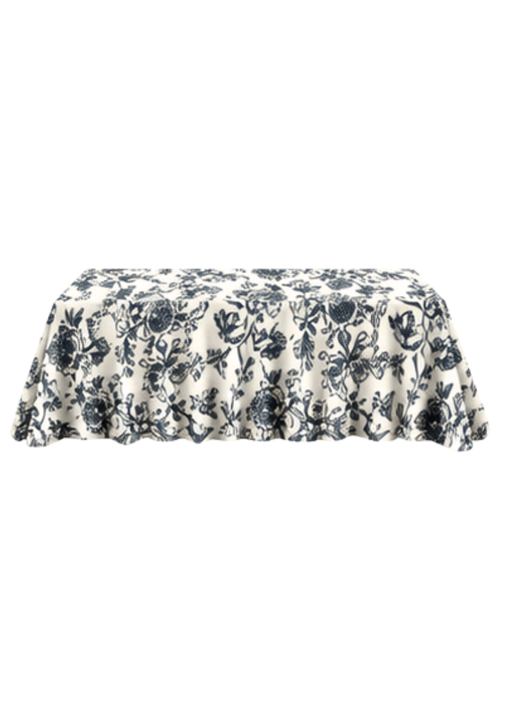 Nappe rectangulaire 108"x156" - Lin Bloom bleu marine