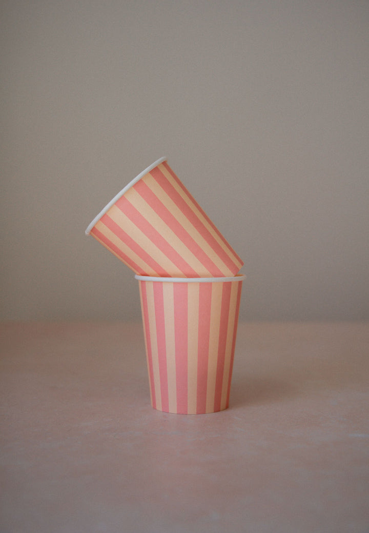 Ensemble de 8 verres - Lignés rose