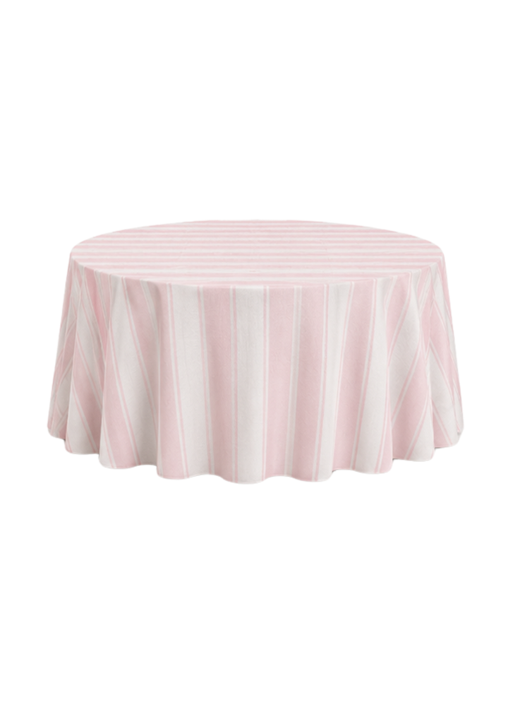 Nappe ronde à rayures 132'' - Cabana rose