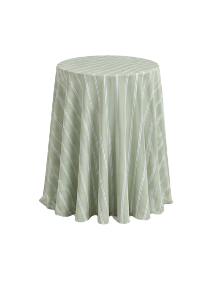 Nappe ronde à rayures 132'' - Capri sauge