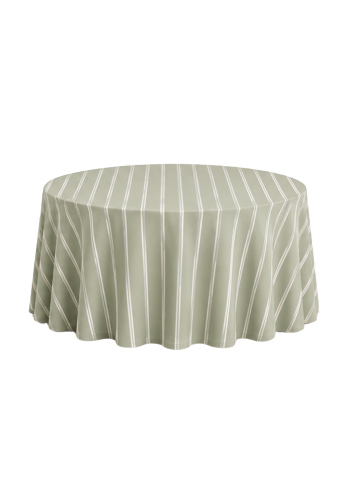 Nappe ronde à rayures 132'' - Capri sauge
