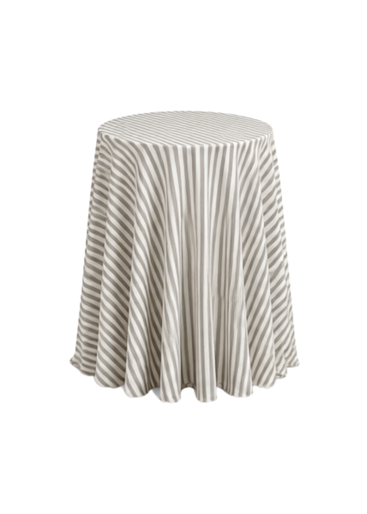 Nappe ronde à rayures 132'' - Palma taupe