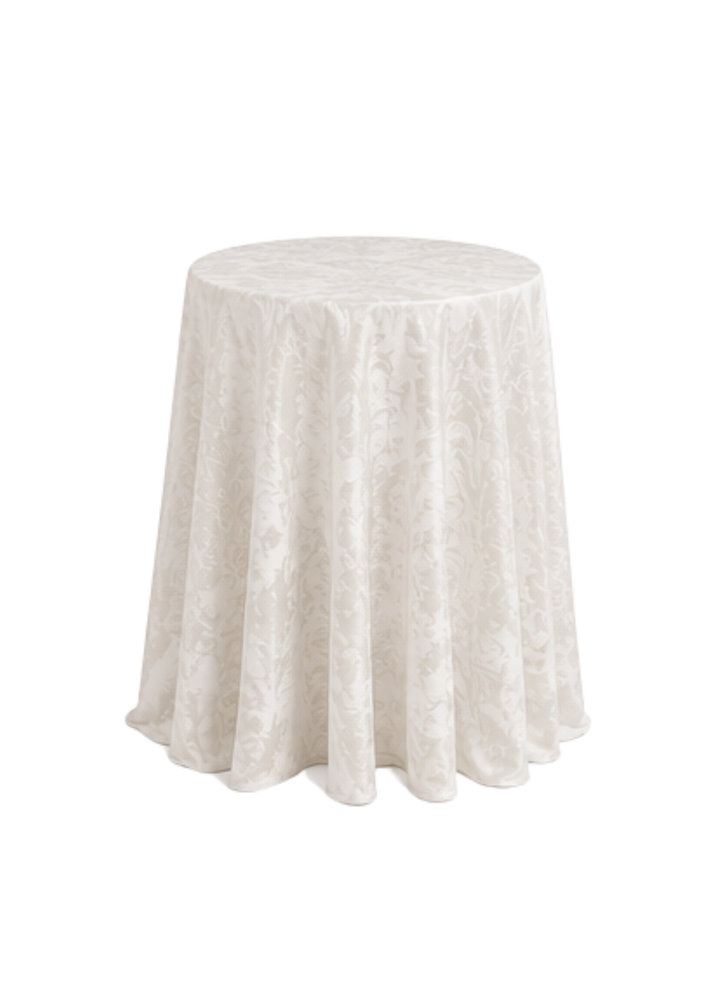 Nappe ronde Saxony Damask 132''- Blanche
