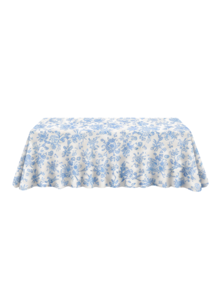 Nappe rectangulaire 90''x156'' - Toile française bleu clair
