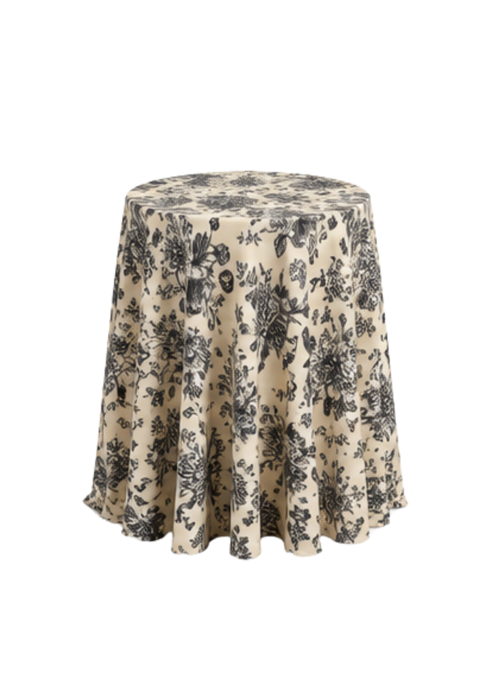 Nappe ronde 132" - Toile française noire