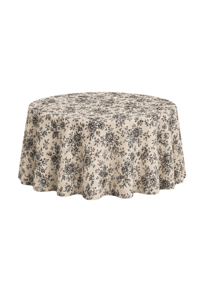Nappe ronde 132" - Toile française noire