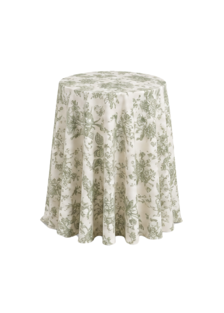 Nappe ronde 132" - Toile française sauge