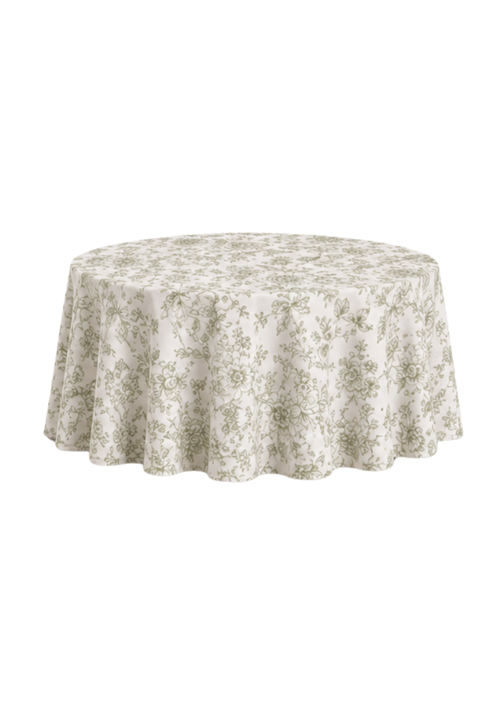 Nappe ronde 132" - Toile française sauge