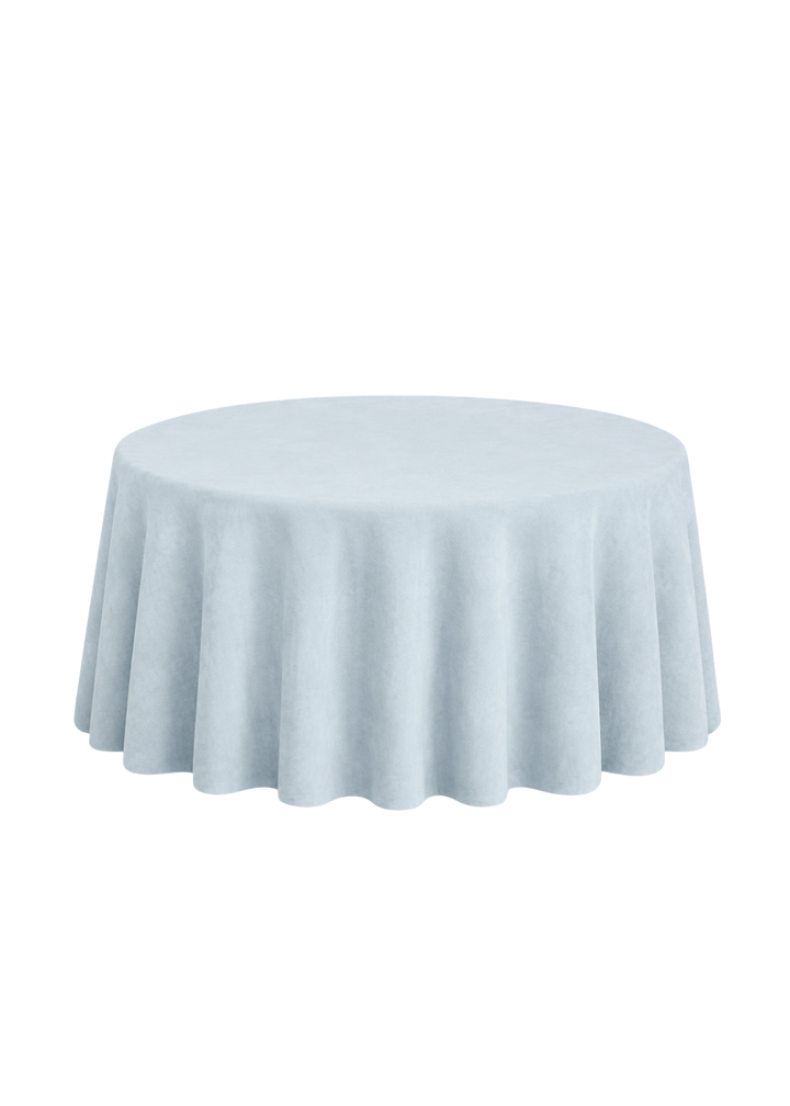 Nappe ronde de velours 132" - Bleu poudre