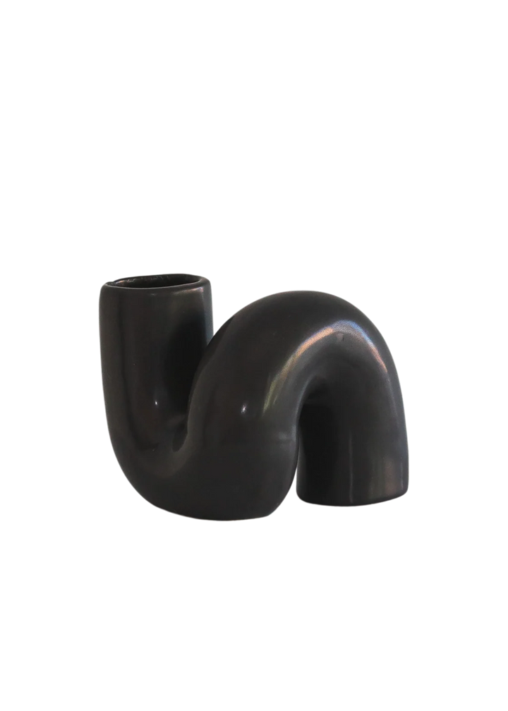 Vase moderne noir courbé