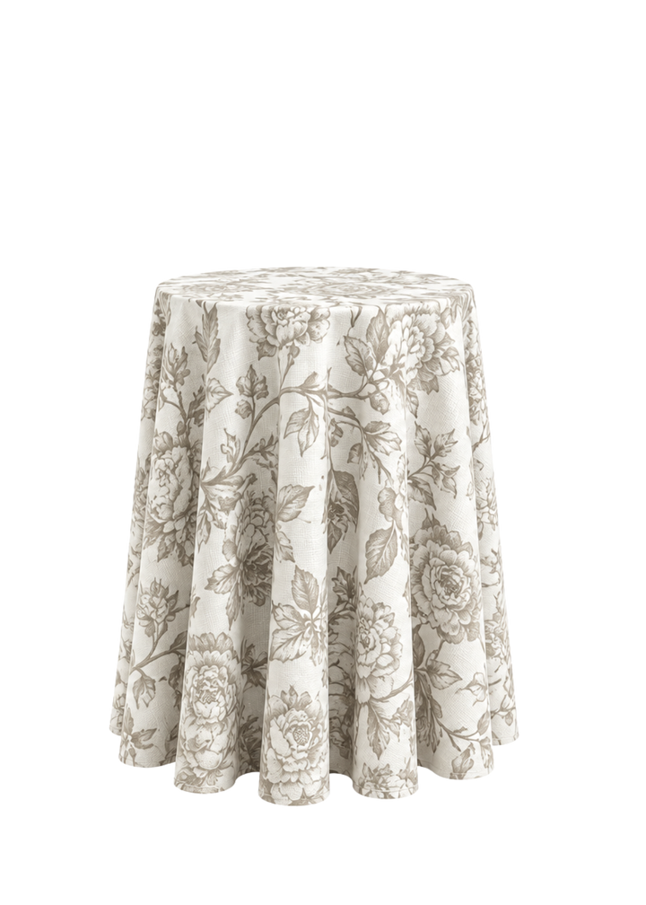 Nappe ronde 132" - Lin Bloom taupe