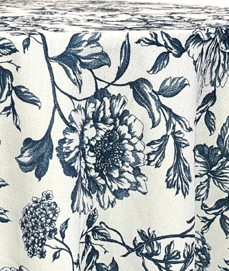 Nappe rectangulaire 108"x156" - Lin Bloom bleu marine