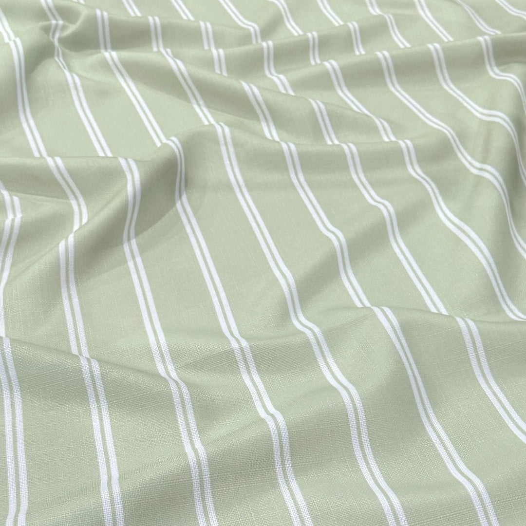 Nappe ronde à rayures 132'' - Capri sauge