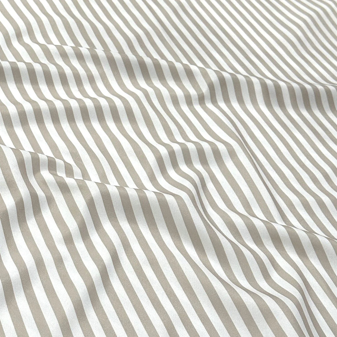 Nappe ronde à rayures 132'' - Palma taupe