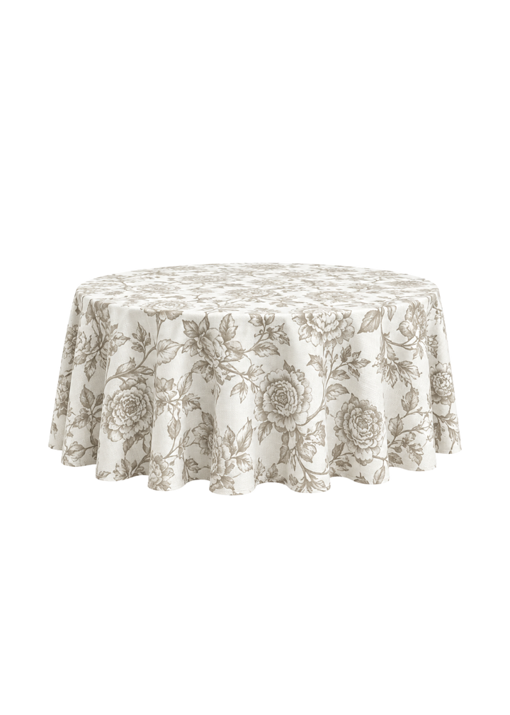 Nappe ronde 132" - Lin Bloom taupe